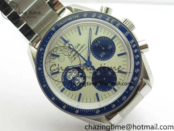 0111 Speedmaster SS Snoopy Apollo OMF Best Edition White Dial on SS Flat link Bracelet Venus Trendy 7882